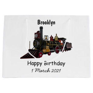 Steam locomotive cartoon illustration large gift bag