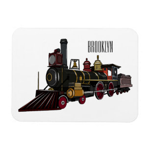 Steam locomotive cartoon illustration  magnet
