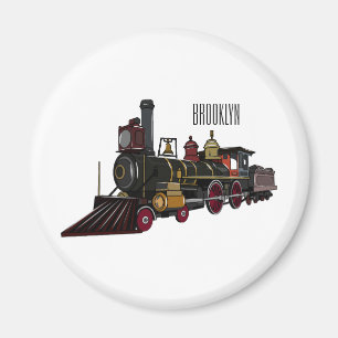 Steam locomotive cartoon illustration magnet