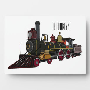 Steam locomotive cartoon illustration plaque