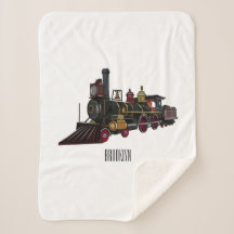 Steam locomotive cartoon illustration