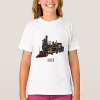 Steam locomotive cartoon illustration 