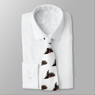 Steam locomotive cartoon illustration tie