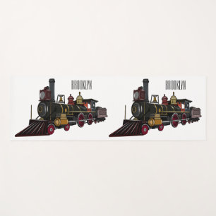 Steam locomotive cartoon illustration yoga mat