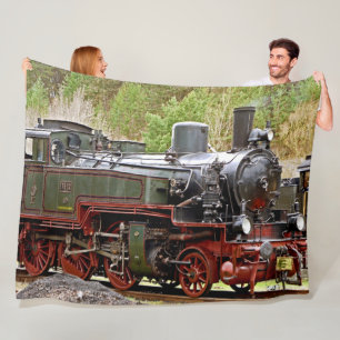 STEAM LOCOMOTIVE FLEECE BLANKET