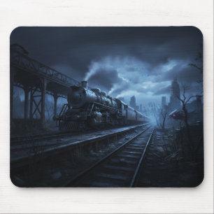 Steam Locomotive On A Dark Stormy Night Mouse Pad