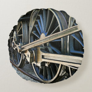 Steam Locomotive Power Railroad Train Lover Round Cushion
