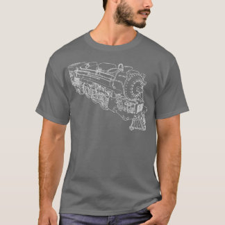 Steam Locomotive Railroad Train Lines T-Shirt