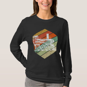 Steam Locomotive Retro I Love Trains Railroad T-Shirt