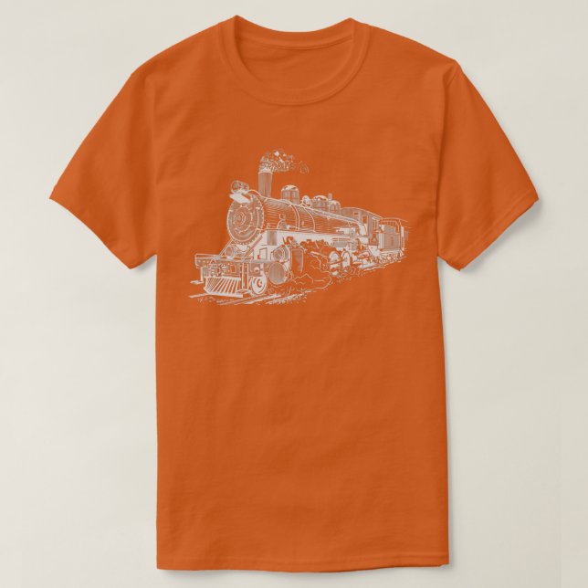Steam Locomotive Retro Railroad Fashion 1 T-Shirt (Design Front)