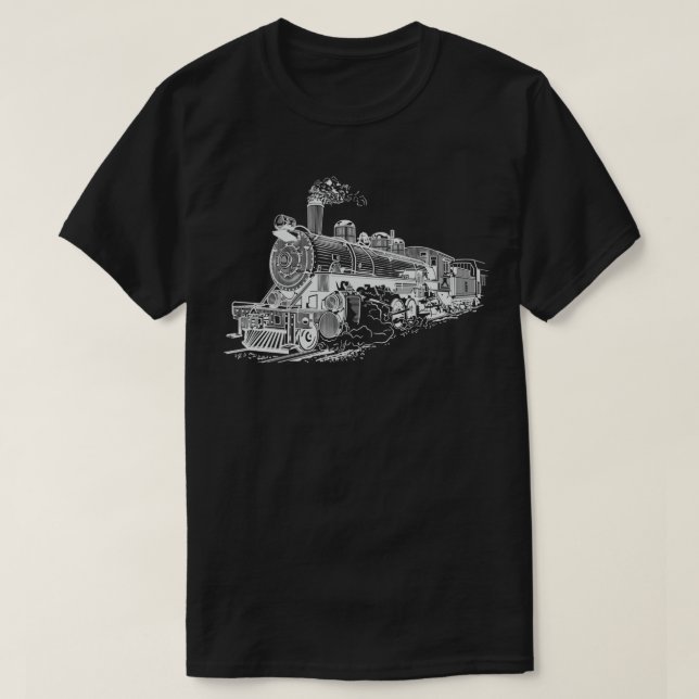 Steam Locomotive Retro Railroad Fashion 2 T-Shirt (Design Front)