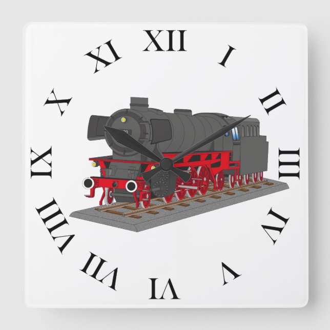steam locomotive square wall clock (Front)