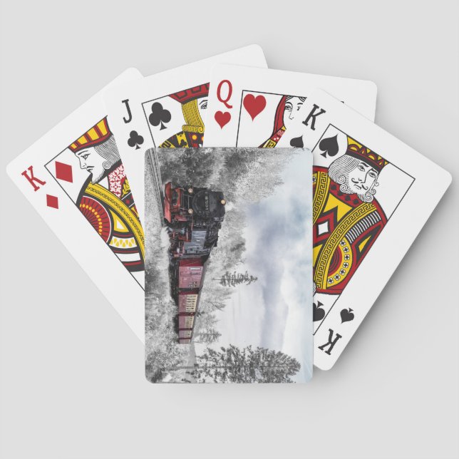 Steam Locomotive Train Travelling Through the Snow Playing Cards (Back)