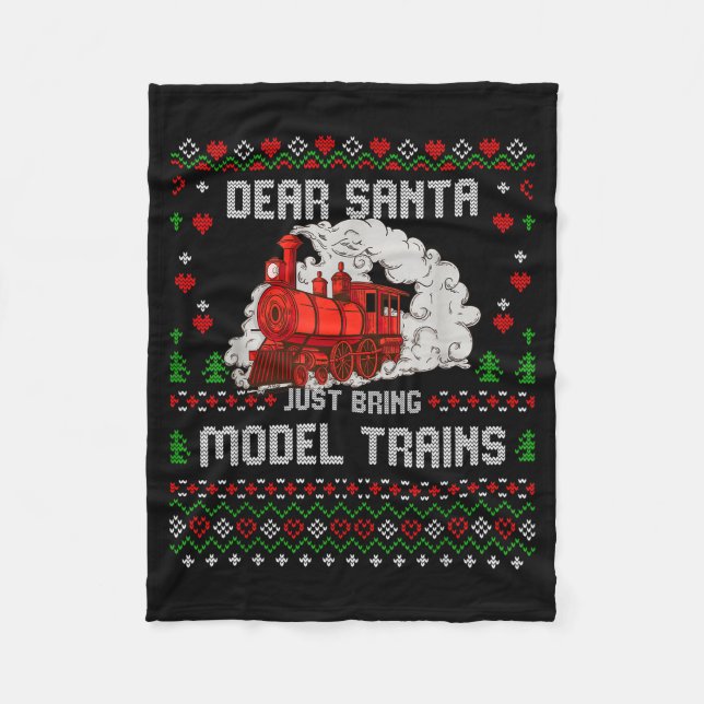 Steam Model Trains Collector Christmas Ugly Xmas S Fleece Blanket (Front)