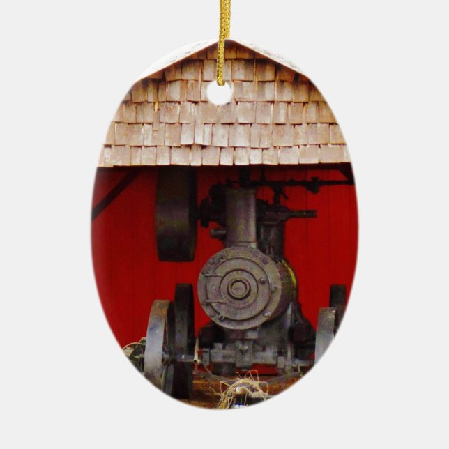 Steam powered Antique Tracter Ceramic Tree Decoration (Front)