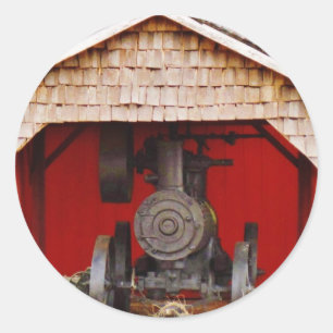 Steam powered Antique Tracter Classic Round Sticker