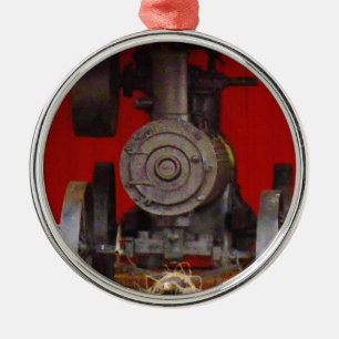 Steam powered Antique Tracter Metal Tree Decoration