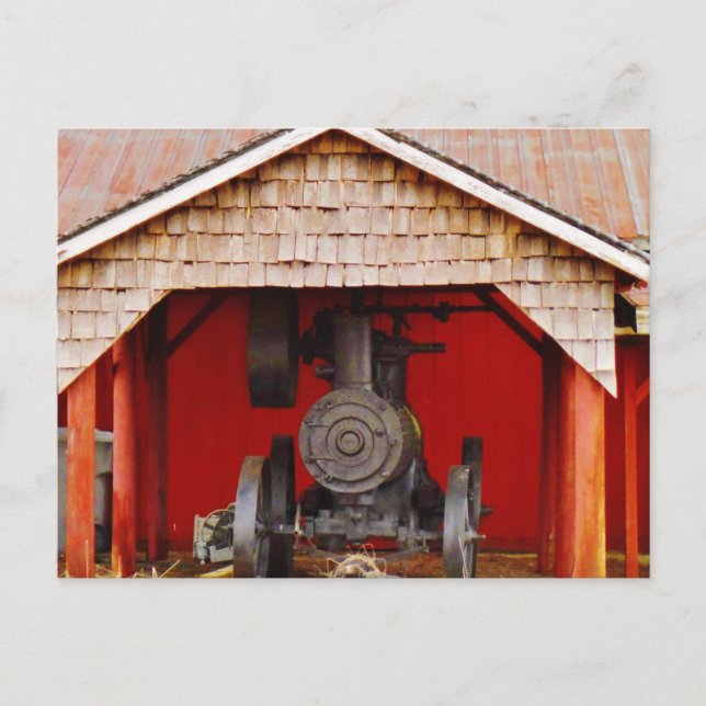 Steam powered Antique Tracter Postcard (Front)