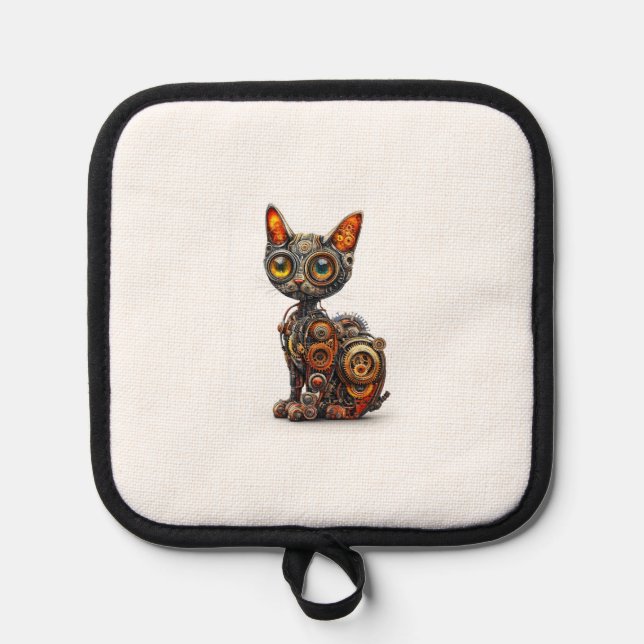 Steam Powered Purr � Steampunk Robot Cat Pot Holder (Front)