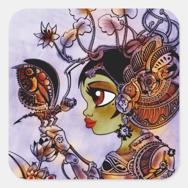 Steam Punk butterfly lady Sticker (Front)