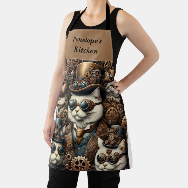 Steam Punk Cat Kitchen Apron (Insitu)
