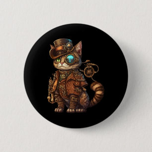 Steam Punk Cat Kitten Kitty Steampunk 6 Cm Round Badge