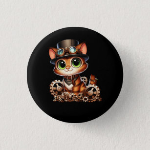 Steam Punk Cat Lover Kitten Kitty Steampunk Scienc 3 Cm Round Badge