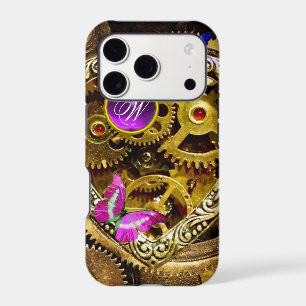 STEAM PUNK GEARS ,GEMSTONES, BUTTERFLIES MONOGRAM