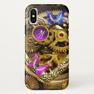 STEAM PUNK GEARS ,GEMSTONES, BUTTERFLIES MONOGRAM Case-Mate iPhone CASE