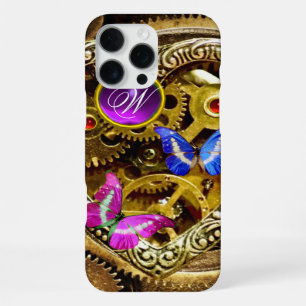 STEAM PUNK GEARS ,GEMSTONES, BUTTERFLIES MONOGRAM iPhone 16 PRO MAX CASE