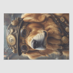 Steam Punk Golden Retriever tissue/decoupage paper