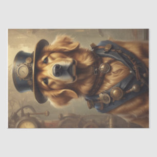 Steam Punk Golden Retriever tissue/decoupage paper