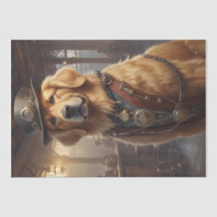 Steam Punk Golden Retriever tissue/decoupage paper