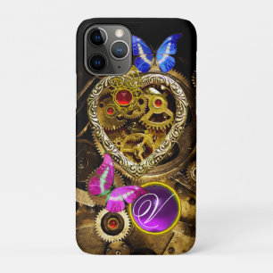 STEAM PUNK HEART,GEARS,GEMS,BUTTERFLIES MONOGRAM Case-Mate iPhone CASE