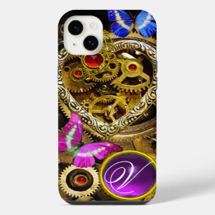 STEAM PUNK HEART,GEARS,GEMS,BUTTERFLIES MONOGRAM iPhone 14 PLUS CASE