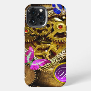 STEAM PUNK HEART,GEARS,GEMS,BUTTERFLIES MONOGRAM iPhone 13 PRO MAX CASE