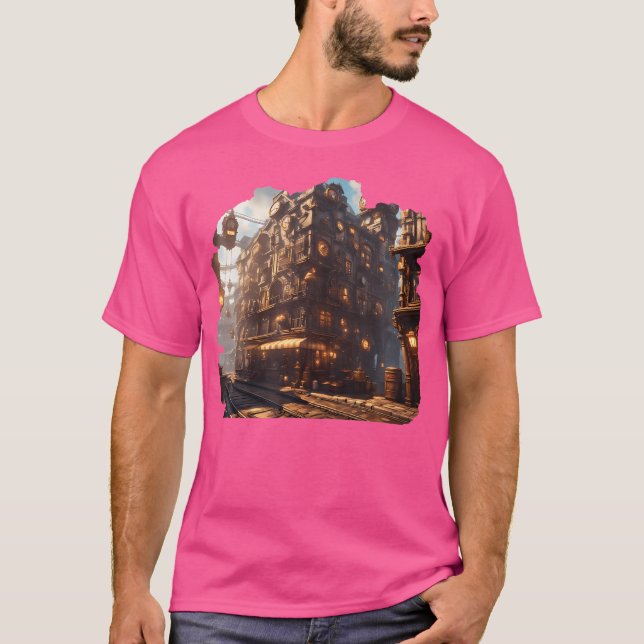Steam Punk Mechanical City Steampunk City Aestheti T-Shirt (Front)