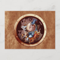 Steam Punk Space Chimp Portal Postcard