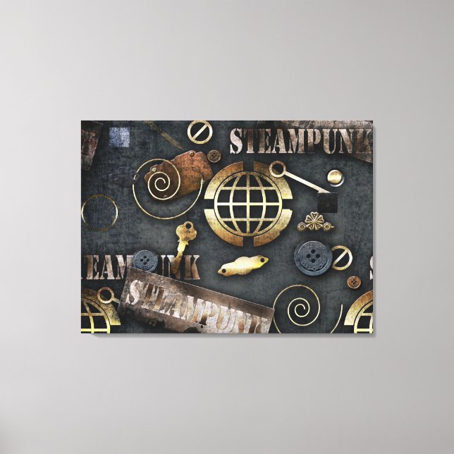 Steam punk style mechanical elements canvas print (Front)
