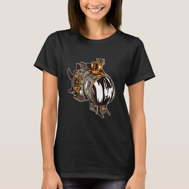 Steam Punk Submarine Gear Ship Steampunk T-Shirt (Front)