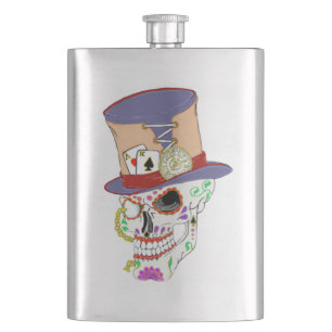 Steam Punk Sugar Skull Hip Flask