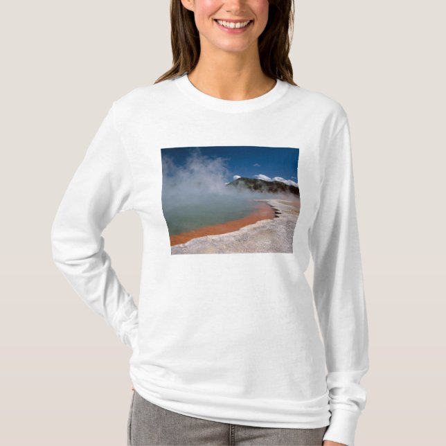 Steam rising from Champagne Pool at WAI-O-TAPU T-Shirt (Front)