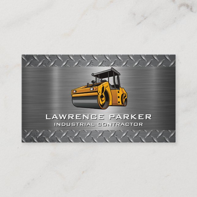 Steam Roller | Steel | Construction Business Card (Front)