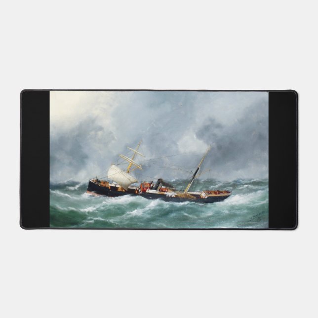 Steam sailing ship Finsbury 1881 Desk Mat (Front)