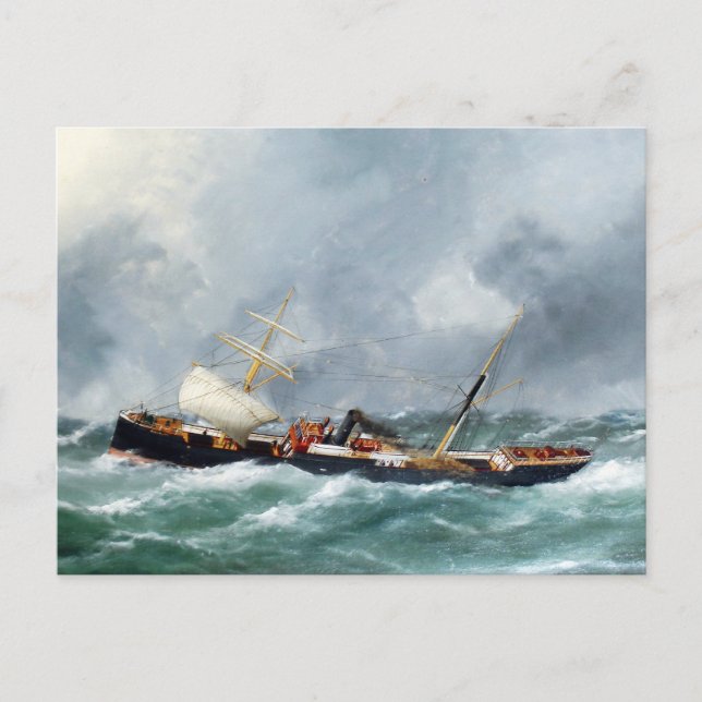 Steam sailing ship Finsbury 1881 Postcard (Front)