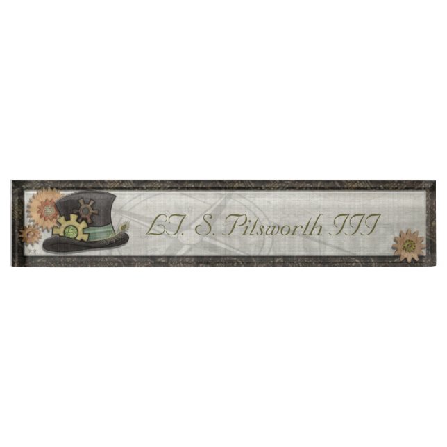 Steam Sass Steampunk Mixed Media CUSTOM NAME Nameplate (Front)