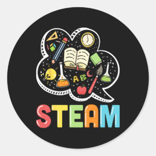 Steam Teacher And Student Byck To School Stem  Classic Round Sticker