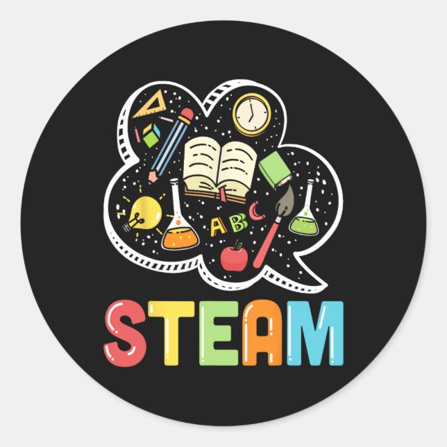 Steam Teacher And Student Byck To School Stem  Classic Round Sticker (Front)