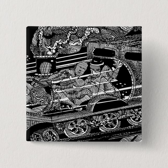 STEAM TRAIN 15 CM SQUARE BADGE (Front)
