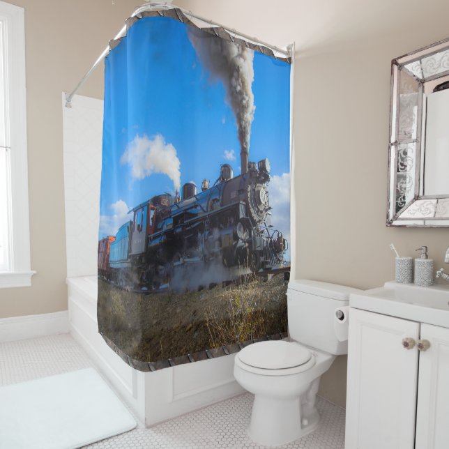Steam Train 24 Image Options Shower Curtain (In Situ)